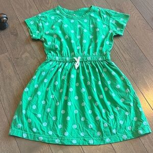 Primary Green and White Polka Dot Kids Dress